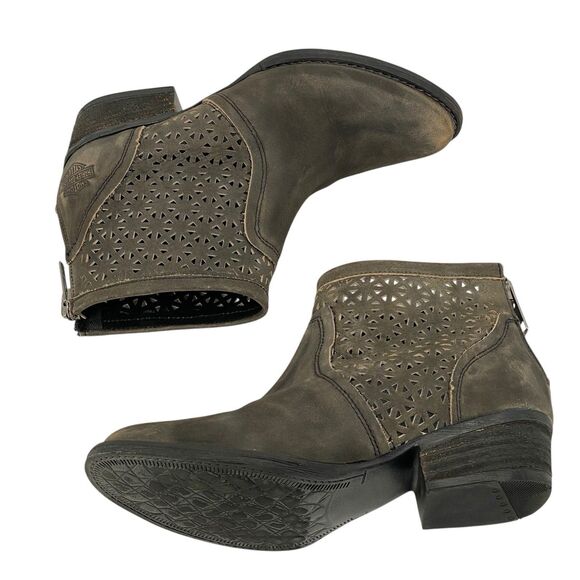 Harley Davidson Liam Western Boots Biker Shoes Womens Sz 8 Distressed (HF15) - Picture 5 of 10